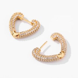 18k Gold Plated Heart Shape Zirconia Earrings